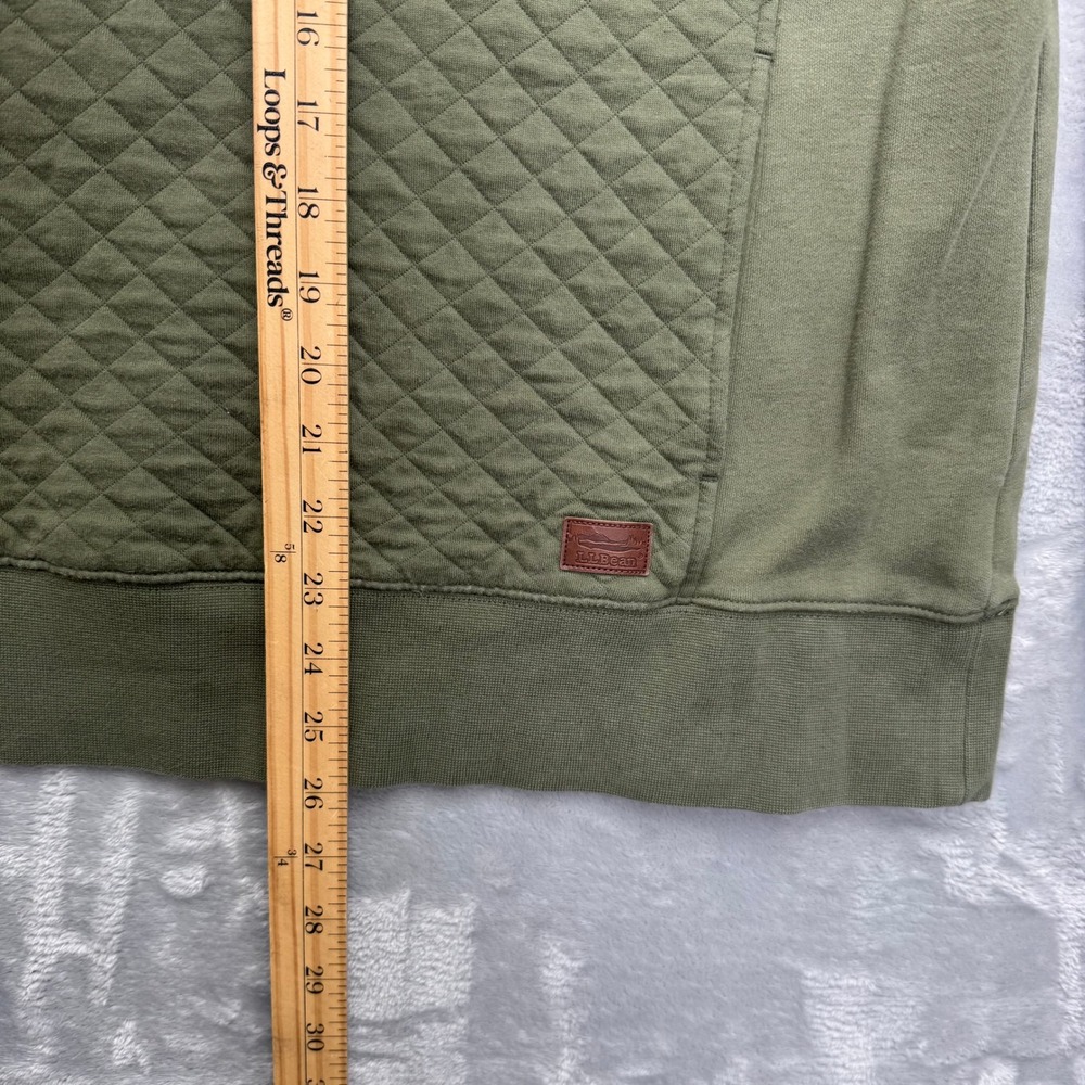 LL Bean Pullover Women Large Green Quilted Quarter Zip Sweatshirt 502745 Outdoor - Picture 6 of 12